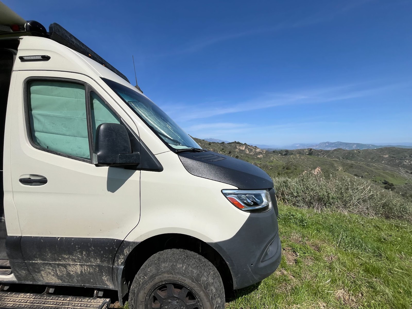 Camper van with covered windows